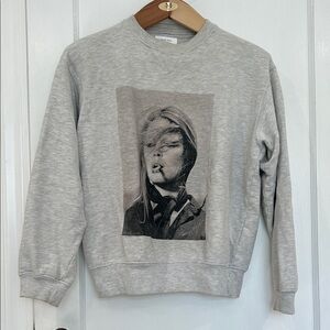Anine Bing Light Gray Graphic Crewneck Sweatshirt